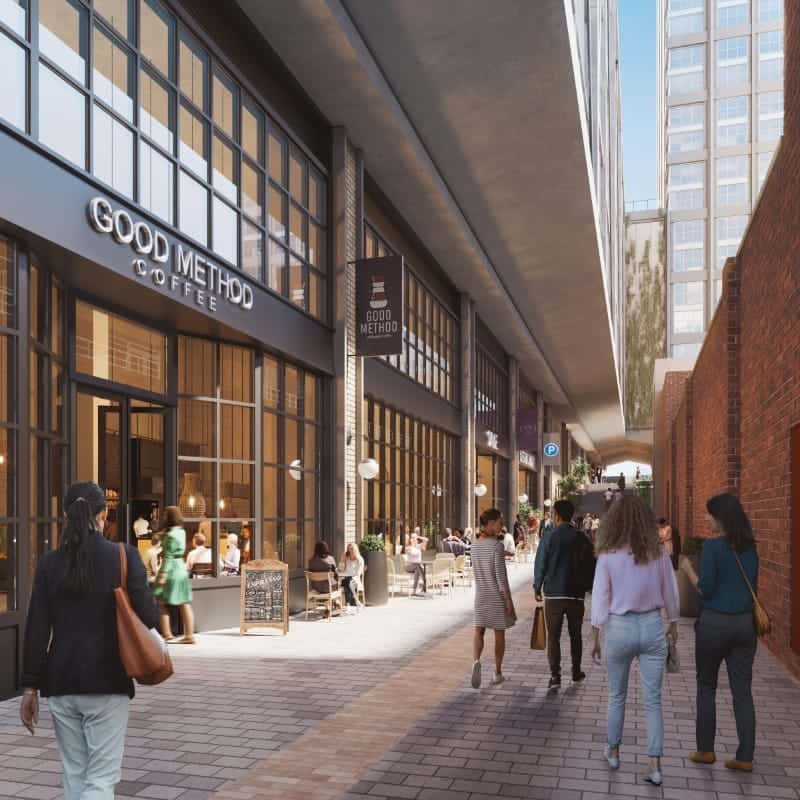 Rendering of The Creamery retail district